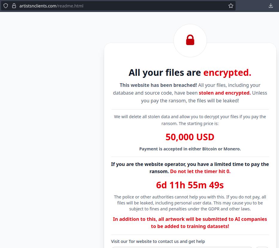 Artists and clients got hacked by luna